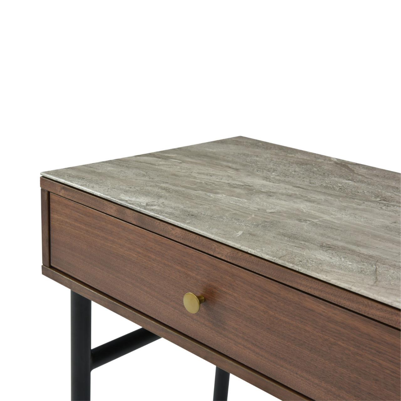 Willow Walnut Brown Wood & Grey Marble Desk